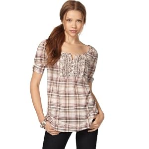 Buy 6 Degrees Top, Scoop Neck Short Sleeve Plaid Ruffle by 6 Degrees