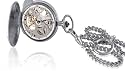 Catorex Men's Argent Massif 925 Etched Sterling Silver Skeletal Dial Pocket Watch