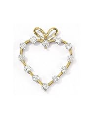14K Yellow Gold Diamond Heart Pendant (chain NOT included)