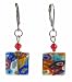 Earrings - E163 - Millefiore Squares ~ Clear with Multi Flowers