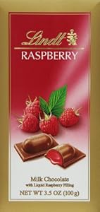 Lindt Milk Chocolate with Liquid Raspberry Filling, 3.5-Ounce Packages (Pack of 12)