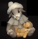 BLUSHING BUNNIES BOUNCING BABY BOY BOY WITH TEDDY BEAR FIGURINE