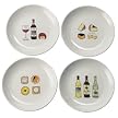 Gourmet Wine and Cheese Porcelain Plates - Set of 4