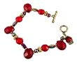 Bracelet - B14 - Handmade Glass & Fire-Polished Beads - Side Drilled Beads - Toggle Closure ~ Siam (Red)