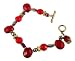 Bracelet - B14 - Handmade Glass & Fire-Polished Beads - Side Drilled Beads - Toggle Closure ~ Siam (Red)