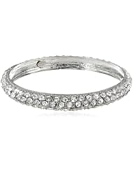 Kenneth Jay Lane Silver and Crystal Pave Bangle Bracelet, 9.5"