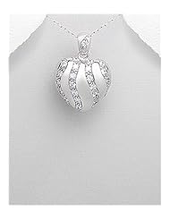 Heart CZ Pendant Necklace In 92.5 Sterling Silver