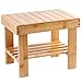 Bamboo Small Seat Stool for Kids, Foot Rest Shaving Stool,Storage Shelf, Durable Lightweight and Anti Slip