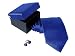Royal Blue & Black Silk 100% Necktie Tie & Cufflinks