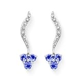 14K White Gold 0.05 ct. Diamond and 1/2 ct. Tanzanite Earrings