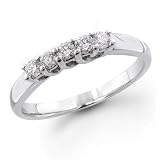 14K White Gold 1/4 ctw. Five - Stone Diamond Wedding / Anniversary Band (I-J;I1-2)