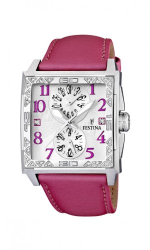 Festina Women's Dream F16570/3 Pink Leather Quartz Watch with Silver Dial