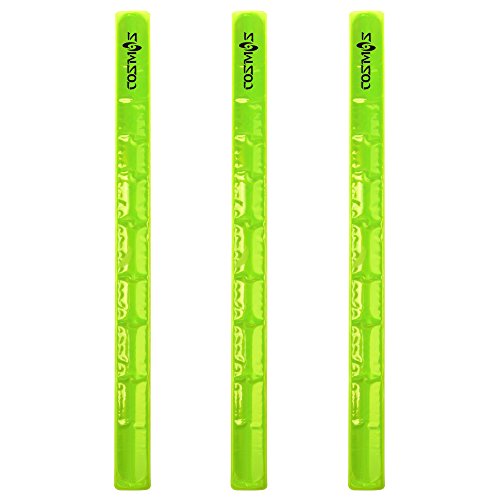 Cosmos® 3PCS of Reflective Snap Pop Band Bracelets Pant Cuff Strap for Cycling / Bike / Running / Walking (Neon Yellow)