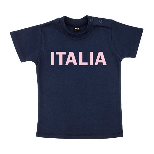 Baby – Kleinkinder T-Shirt – Italia Italien – Textil navy / Motiv babyrosa Gr. 12-18 Monate