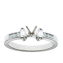 14k White Gold Prong Set Baguette Diamond Engagement Ring Setting (1/3 ct tw, I, I1)