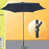 Outdoor Living : 2.7M NAVY BLUE POLYESTER , STEEL POWDER COATED GARDEN FURNITURE PARASOL WITH CRANK