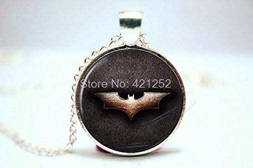 Pretty Lee 2015 Fashion Superhero Batman Logo Pendant Necklace Glass Photo Cabochon Necklace Christmas gift