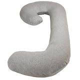 Snoogle Chic Jersey – Snoogle Replacement Cover with Zipper for Easy Use – 100% Cotton Knit – Heather Gray