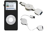 Black Silicon Skin Cover for Apple Ipod Nano + Retractable Hotsync Usb Data Cable for Apple Ipod Nano