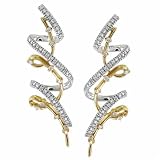 18K Two Tone Spiral Diamond Fashion Earrings