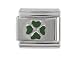 SilverBin Enamel Paint Good Luck Irish Four Leaf Clover Stainless Steel Italian Charm Link