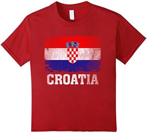 Kids Croatia Flag T-Shirt Croatians Soccer Football Team Jersey 10 Cranberry