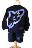Children's Blue T-Shirt With Printed Shark And Long Sleeves
