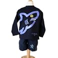 Children's Blue T-Shirt With Printed Shark And Long Sleeves