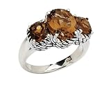 Smokey Quartz Gemstone Three Stone Ring 4.88 Carat (ctw) in Sterling Silver