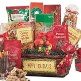 Gourmet Food : Happy Holidays Gourmet Food and Snacks Gift Basket - A Great Christmas Present!