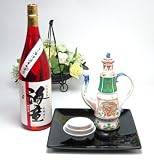 【送料無料】お屠蘇5点セット岸寿美子デザインB(盆黒)+祝い赤 芋焼酎1800ml