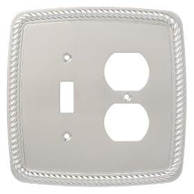 Liberty Hardware 126399 Classic Rope Single Switch/Duplex Wall Plate, Satin Nickel