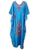 Boho Gypsy Kaftans Kashmiri Embroidered Blue Moroccan Silk Caftan Maxi Dress