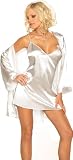 Sexy Lingerie Sleepwear Set - White Charmeuse Babydoll and Robe