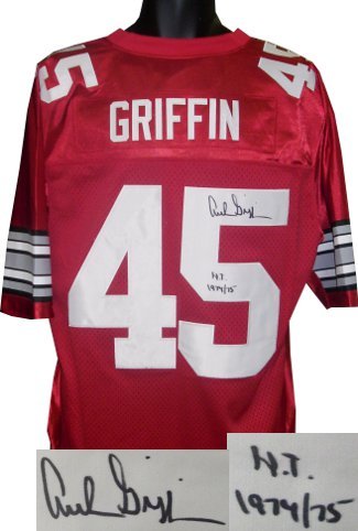 Archie Griffin Signed Ohio State Buckeyes Red Nike Jersey HT 74/75