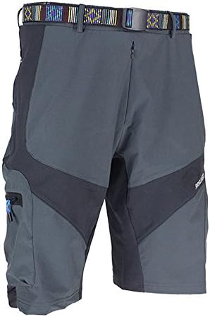 Men's Fast Dry MTB Cycling Shorts Mountain Bike Cycling Pants Casual Trousers with Belt ASUO013 Grey XXL