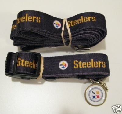 Pittsburgh Steelers Dog Pet Set Leash Collar ID Tag XS