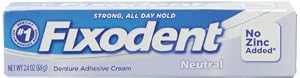 Fixodent Neutral Denture Adhesive Cream 2.4 Oz (Pack of 2)