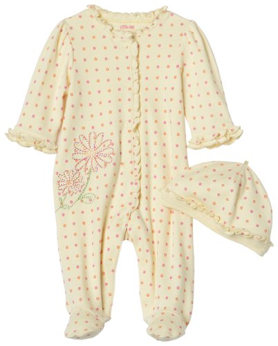 Little Me Fun Floral footie with Hat, Yellow Floral