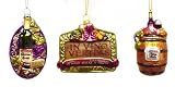 Set of 3 Tuscan Winery Themed Glass Christmas Ornaments