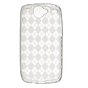 Premium Flexi Crystal Plastic Skin Snap-on Case for Google Nexus One 1 - Clear Diamond Checkers Plaid Print