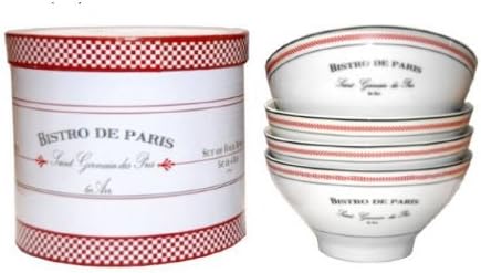 French-inspired Bistro de Paris Cereal/Soup/Fruit Bowls, Set of 4 by Kiss That Frog