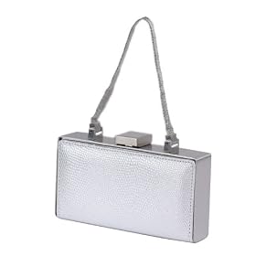 Silver Lizard Finish Leather Evening Bag