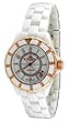 Oniss #ON643-LRG Women's Diamond Accented Rose Gold Trim White Ceramic Watch