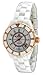 Oniss #ON643-LRG Women's Diamond Accented Rose Gold Trim White Ceramic Watch
