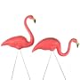2 Pink Flamingos Classic Retro Signed Garden Statue Decoration Pair Made in USA
