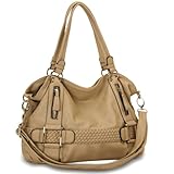 MG Collection Weave Pattern Belt Accent Soft Hobo Shoulder Bag