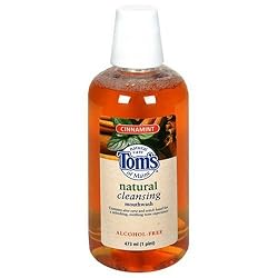 Tom's of Maine  Cleansing Mouthwash, Natural Cinnamint (473 ml), 16-Ounce Bottle (Pack of 4)
