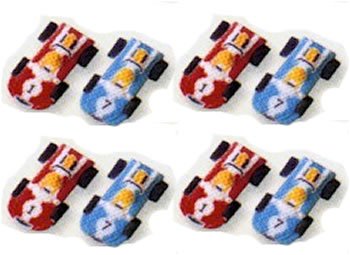Race Car Cakes, Cupcakes, Cookies - Race Car Shaped Edible Hard Sugar Decorations (8 pcs) by Lucks