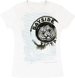 Saved by the Bell Bayside Notebook Logo White Junior's T-Shirt Tee
